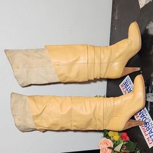 THE WILD PAIR Leather Asymmetrical Layered Heel Boot 6.5B